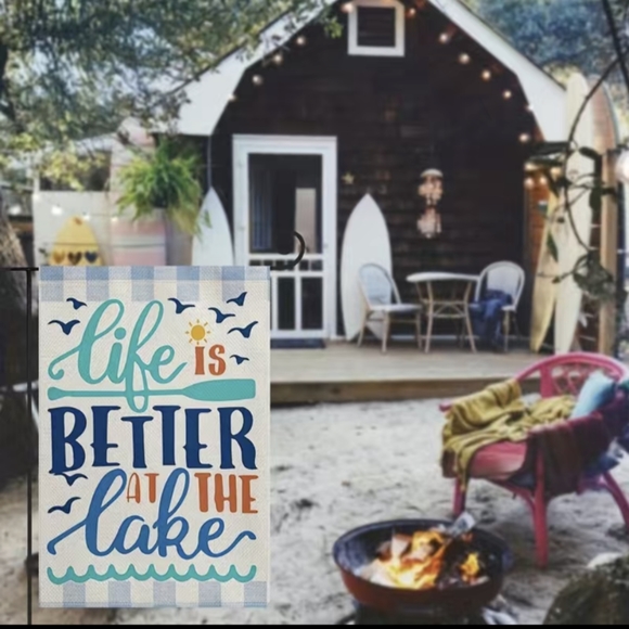 Life Is Better At The Lake Garden Flag Top Quality Double Sided Fade Resistant. - Picture 3 of 11